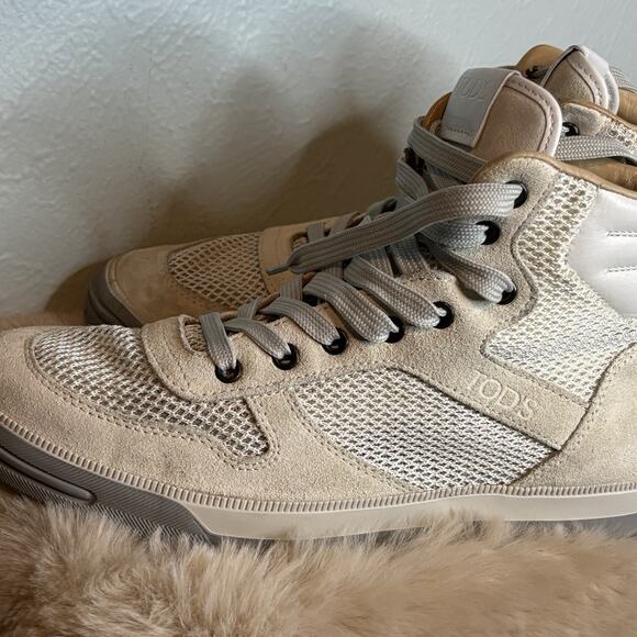 Tod’s high-top sneakers Creamy‎ White Suede Mesh Men’s 6.5 main image 11